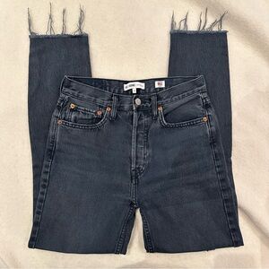 Re/Done 90s high rise black worn destroy jeans